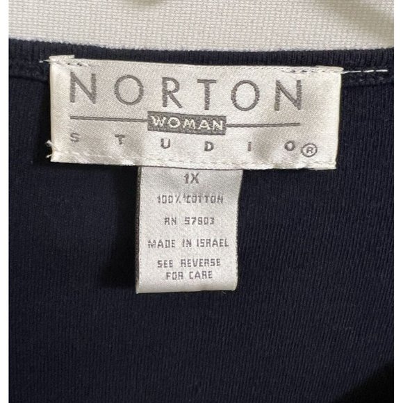 Norton Studio Women Cotton Sweater Cardigan Size 1X  Red Black Stripe - Picture 3 of 9